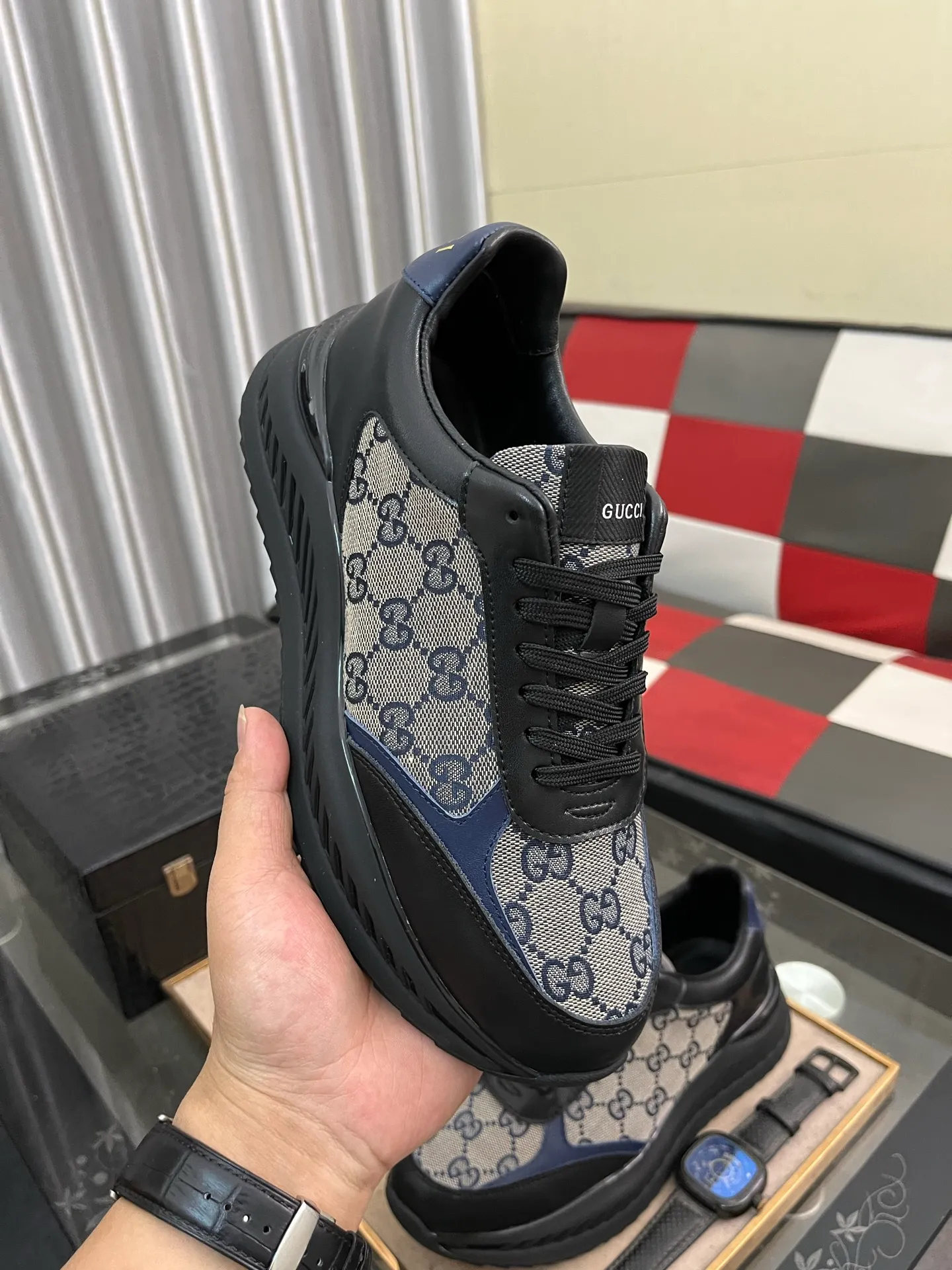 Men's shoes 💰458⌚️⌚️[GUCCI] The latest trendy men's casual shoes, the fabric is made of embossed cowhide imported from Italy, comfortable sheepskin lining + feet, the original outsole is wear-resistant and non-slip, high-level version, size: 38-444️⃣Colors available